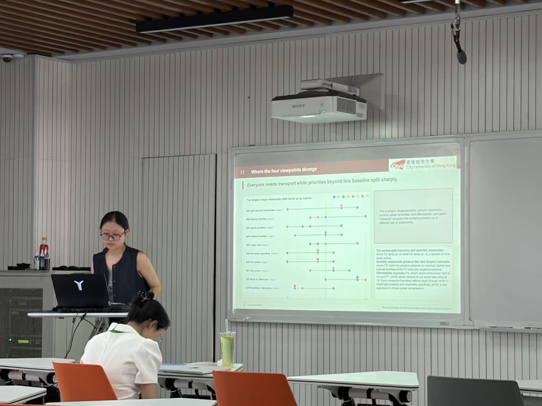 Zhaoyi Li presenting on housing precarity
